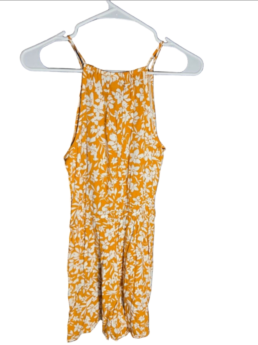 Women's Old Navy Orange White Floral Romper XS cottagecore Hawaiian beach y2k - Picture 5 of 6